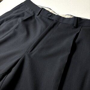 Santorelli Men's Black Dress Pants 42x32 Wool Pleated Made in Italy